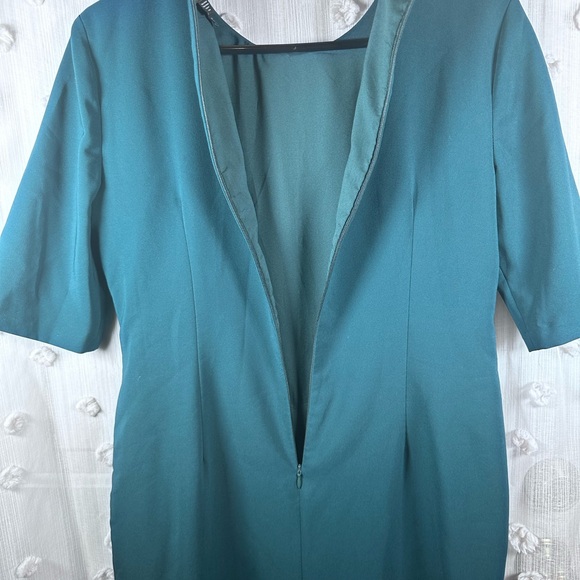 NWOT Maggy London Women’s Peacock Blue Midi Dress Size 8 - Picture 6 of 9